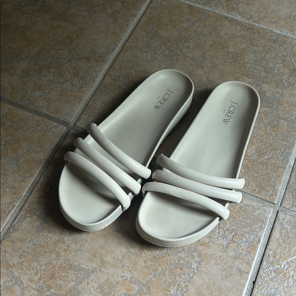J. Crew Cream Minimalist Slide Sandals